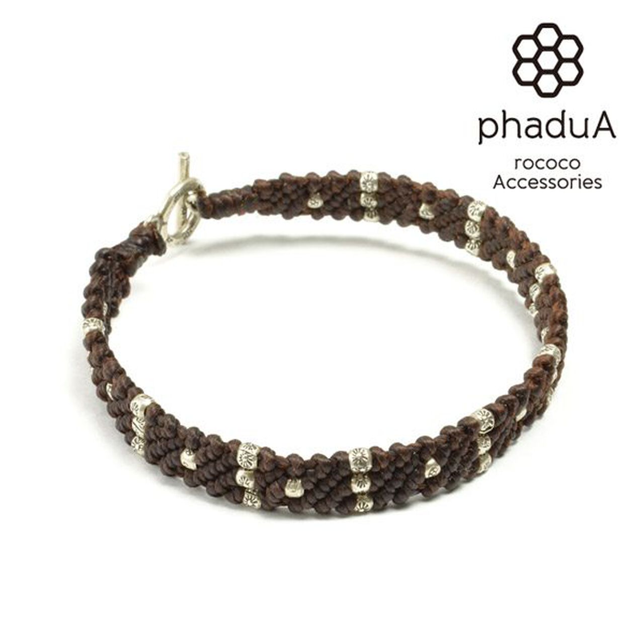 Wax Cord Silver Triple-Strand Bracelet,Brown, large image number 0