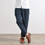 Wide Tapered Tuck Ankle Pants,Navy, swatch