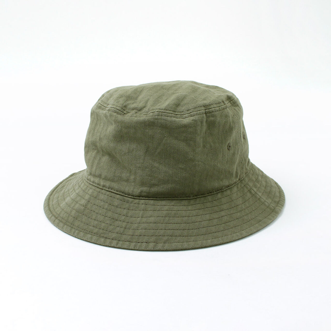Bespoke Vintage Herringbone Bucket Hat,Olive, large image number 0