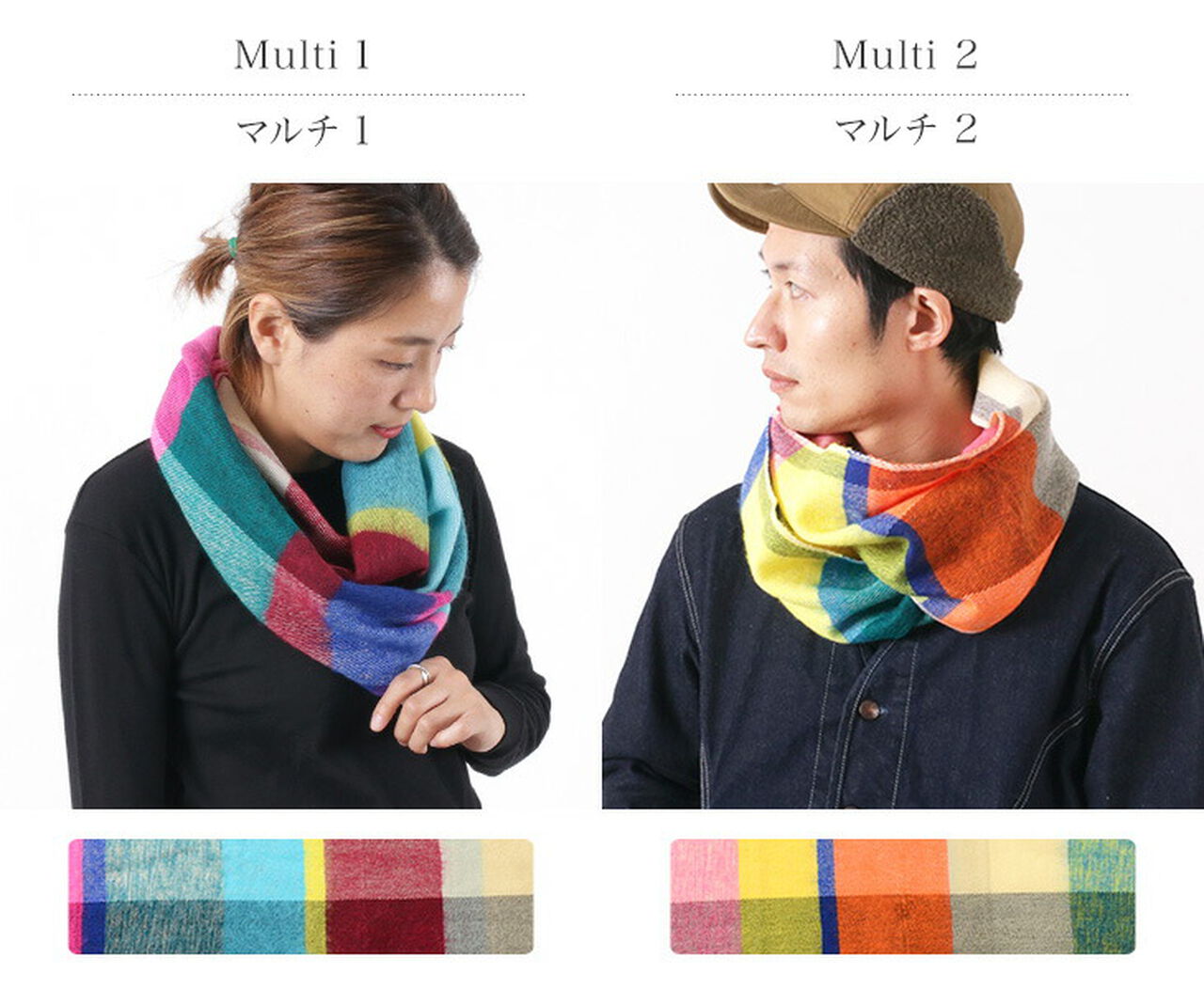 Multi-Coloured Checked Snood,, large image number 1