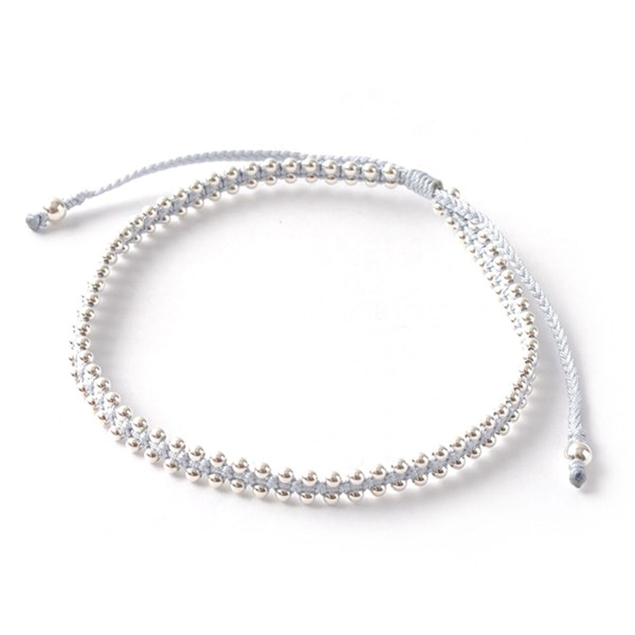 Silver Ball Bead Duo Anklet,Grey, large image number 0