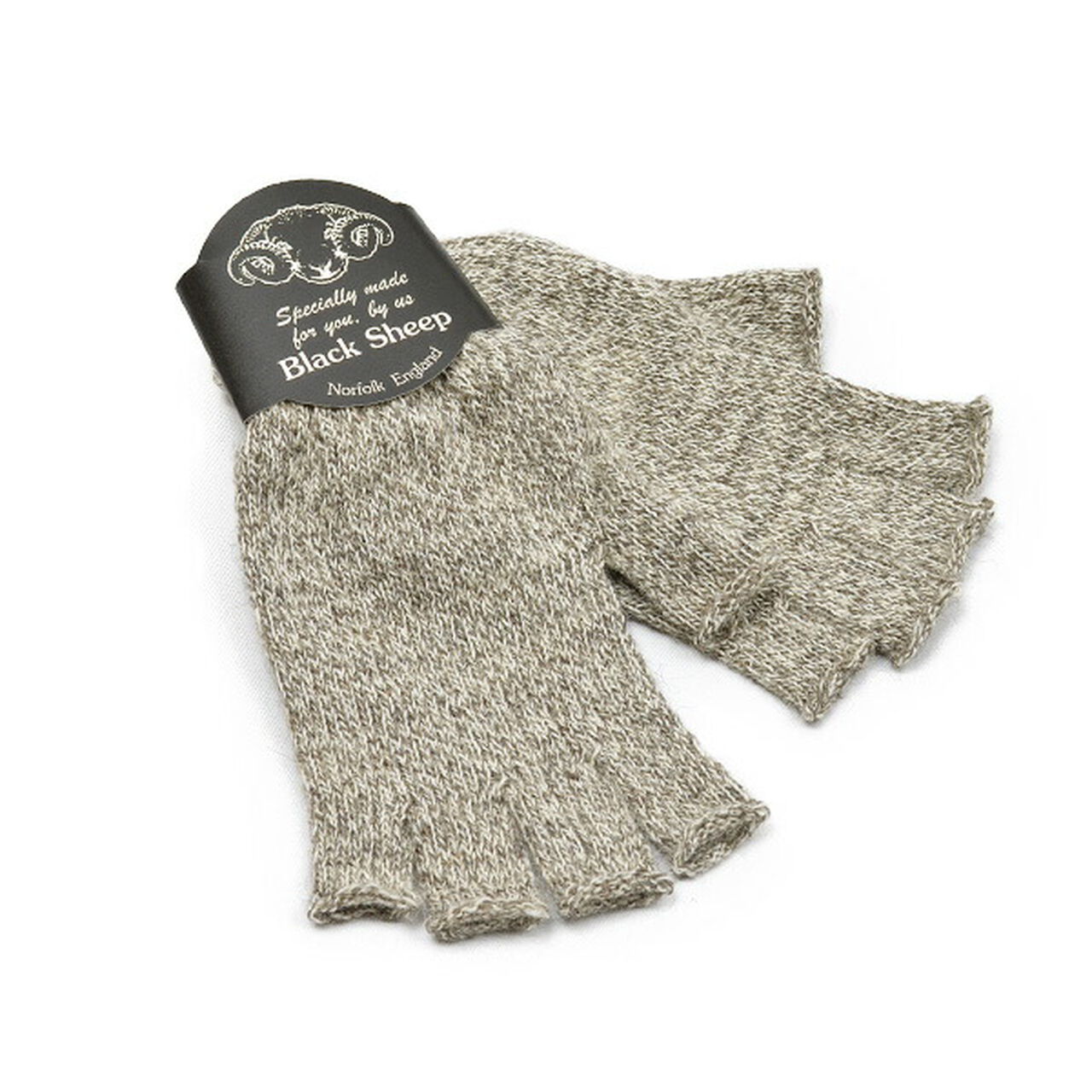 Fingerless knit gloves,BlackWelsh, large image number 0