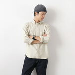 Woolen Pinstripe Button-Down Shirt,White, swatch