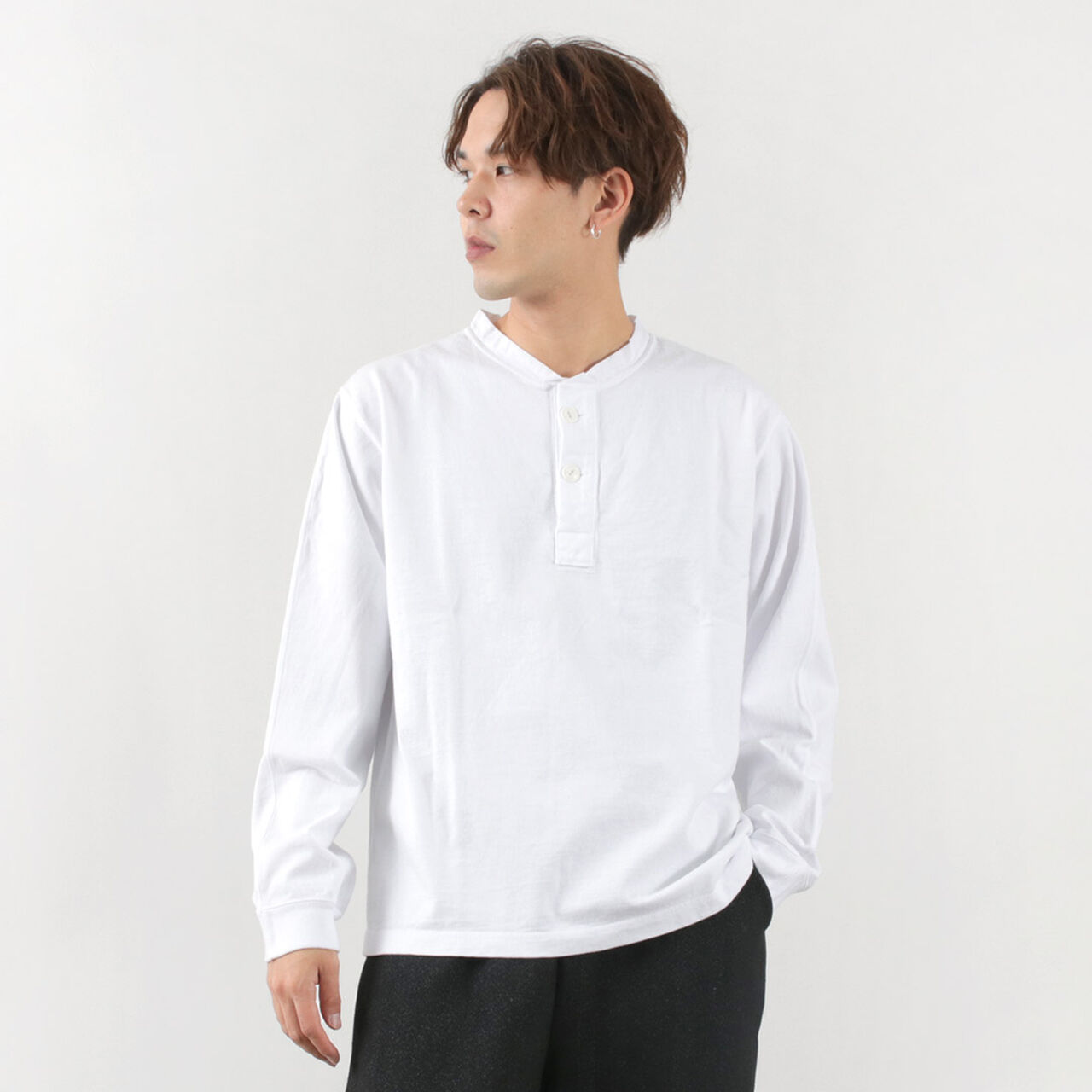 L/S heavy henley T,White, large image number 0