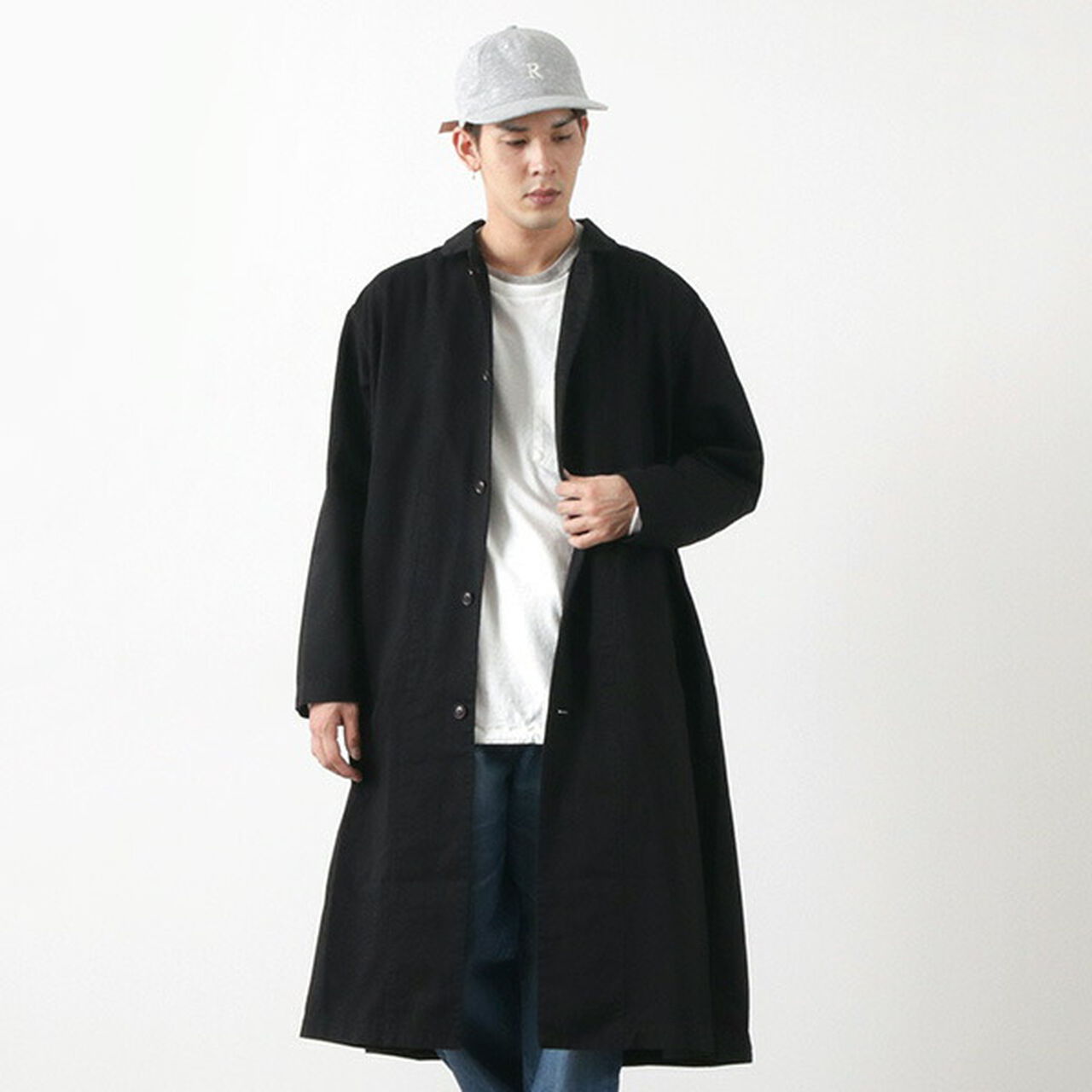 Chinocloth Overcoat,Black, large image number 0