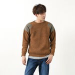 Lerwick Shetland Wool Crew Neck Sweater Shoulder Patch,Orange, swatch