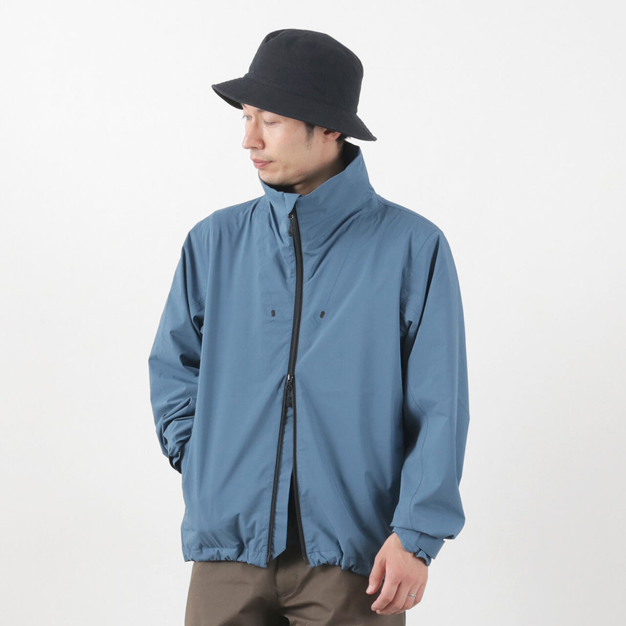 Stand Collar Shell Jacket,Blue, large image number 0