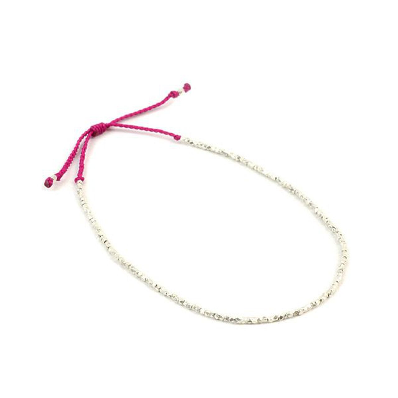Karen Silver Beads Single Cord Anklet,Pink, large image number 0