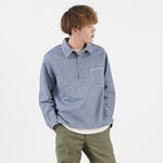 F3487 Chambray pullover shirt,Blue, swatch
