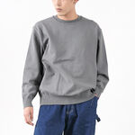 Color Special Order Wave Cotton Knit Pullover,Grey, swatch
