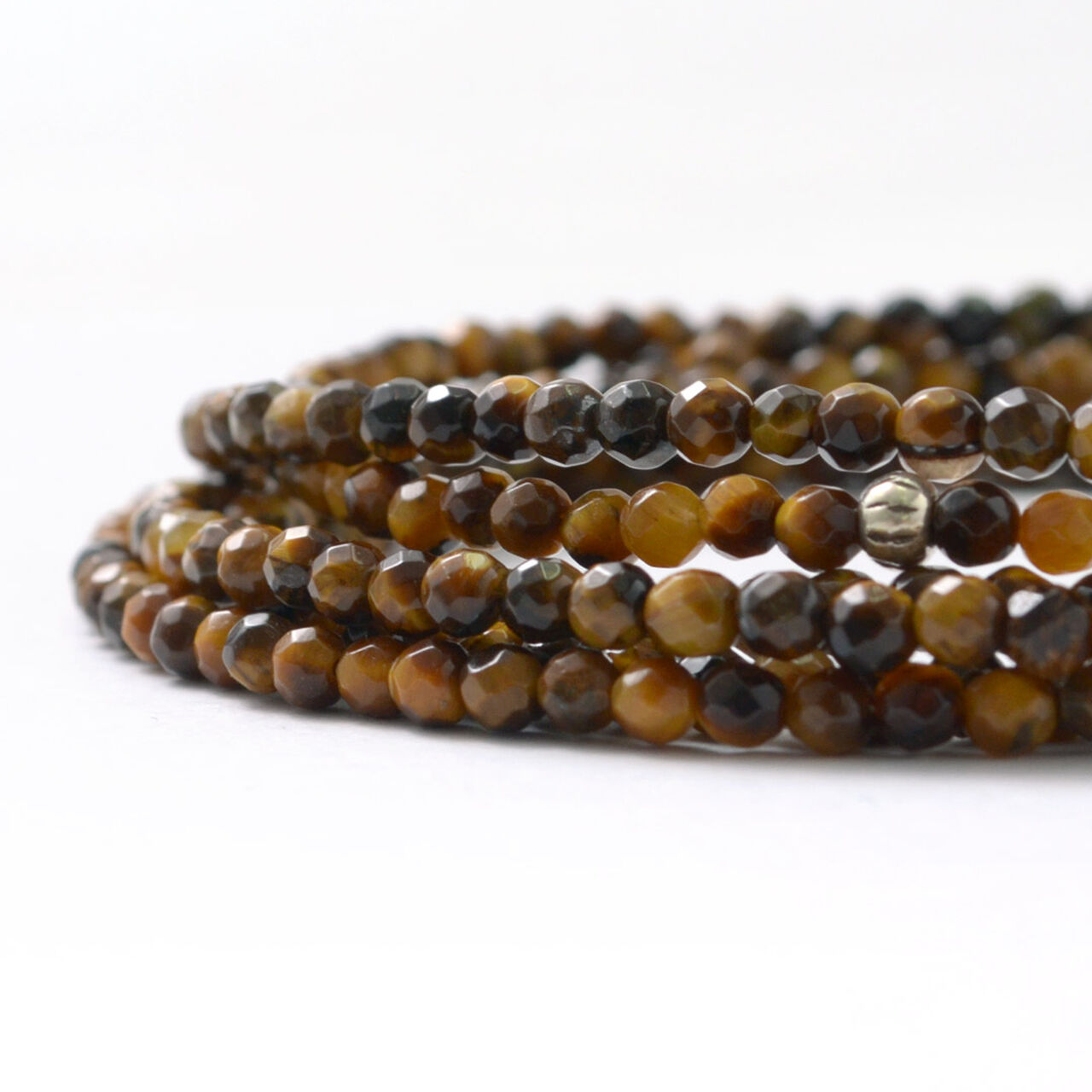 Tiger Eye 3mm Cut Bead Necklace,, large image number 4
