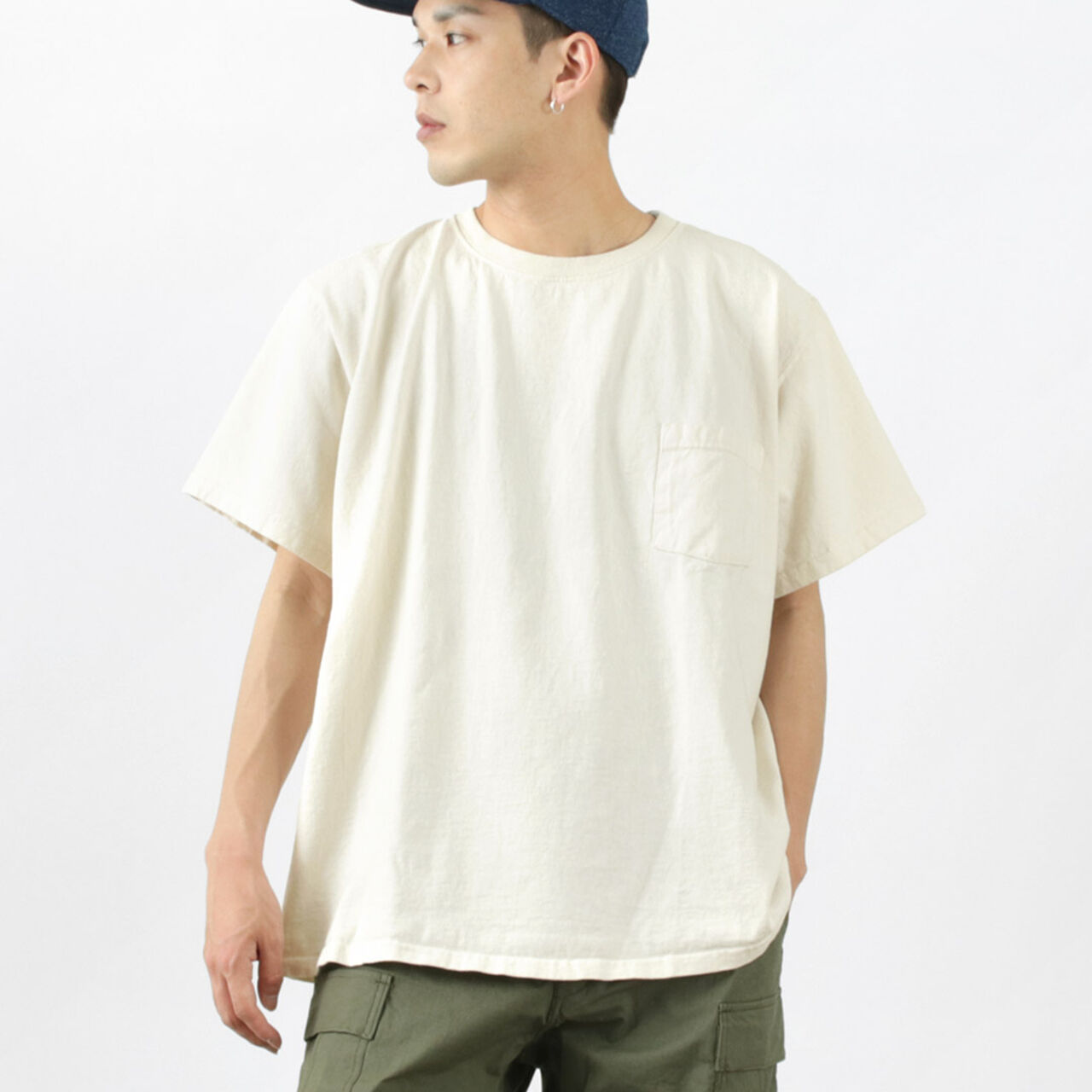 Short Sleeve Pocket Big T-Shirt,Natural, large image number 0