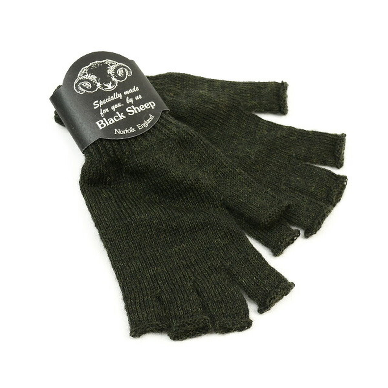 Fingerless knit gloves,MossGreen, large image number 0