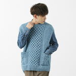 Vegetable Dye Aran Drop Shoulder Knit Vest,Indigo, swatch