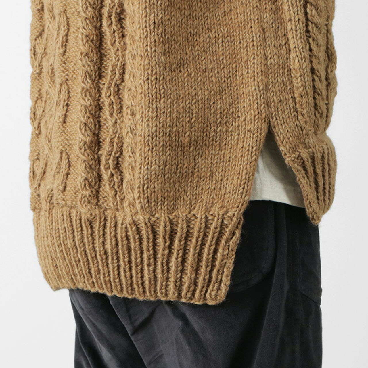 Vegetable Dye Aran Drop Shoulder Knit Vest,, large image number 10