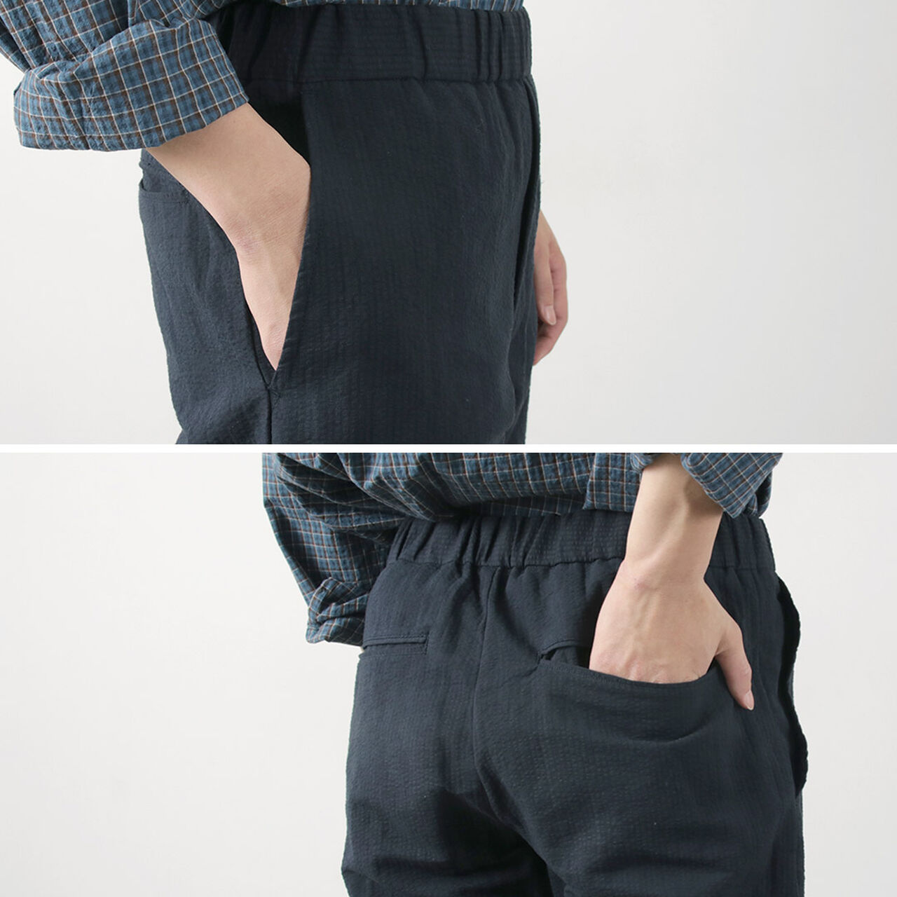 Cotton Linen Seersucker Easy Pants,, large image number 8