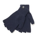 Tuck stitch half-finger knitted glove,Navy, swatch