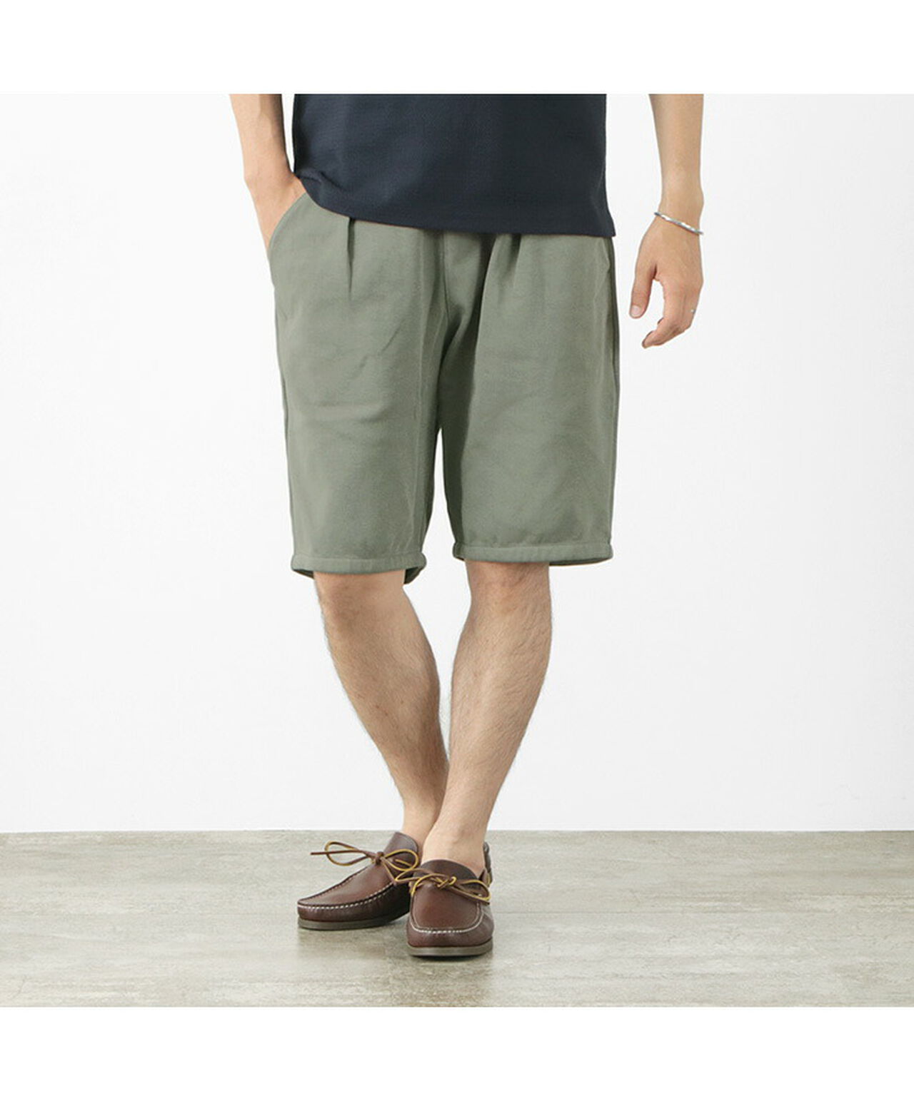 Cotton Jersey Tucked Half Pants,, large image number 7