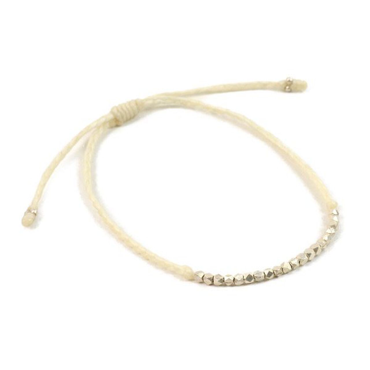 Karen Silver Bead Wax Cord Anklet,White, large image number 0