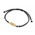 Mini Feather Notting Cord Anklet,Black, swatch