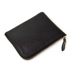 Leather Round Slim Short Wallet,Black, swatch