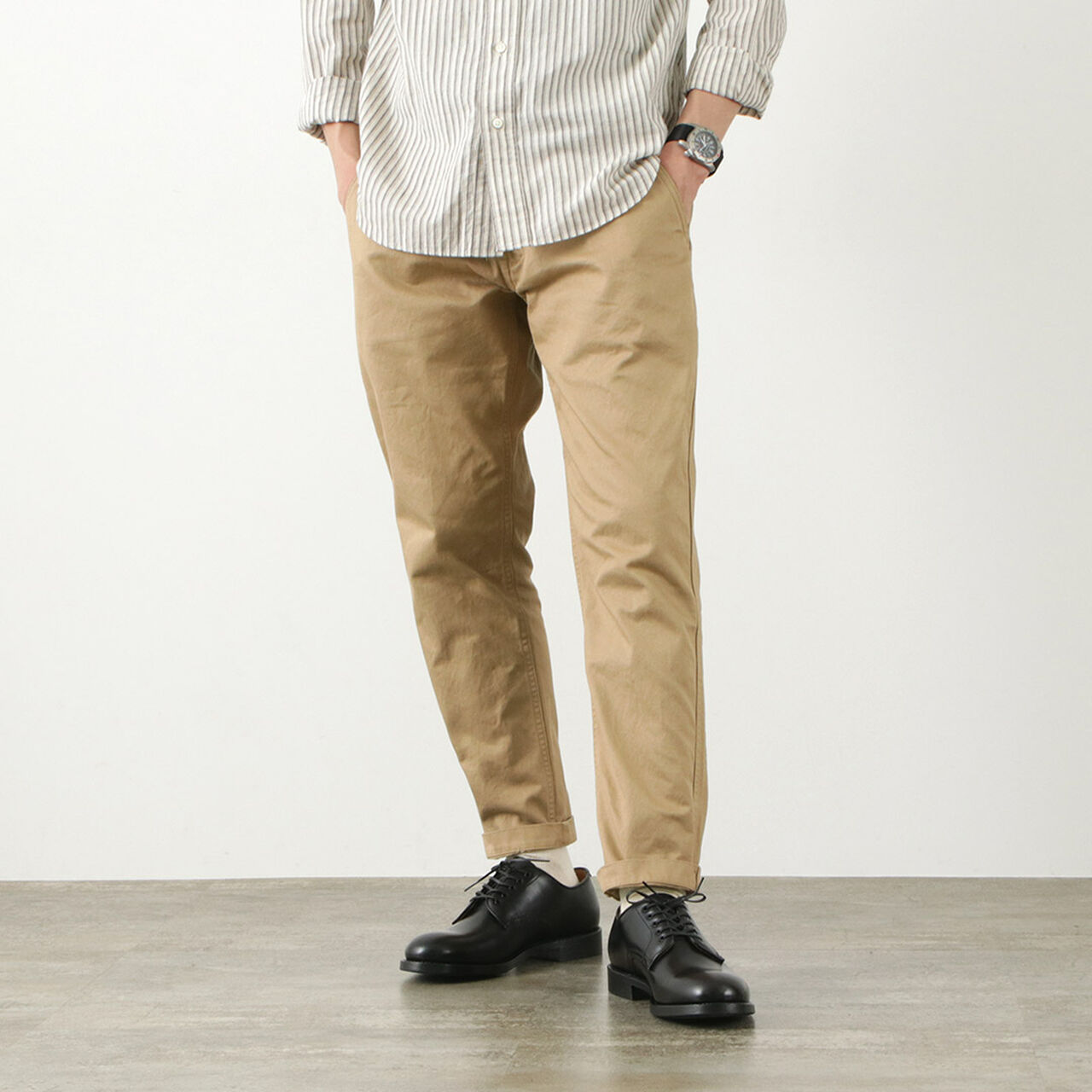 RJB1610 Special Order 40/3 High Count Twill Wide Tapered Vintage Chinos,Beige, large image number 0