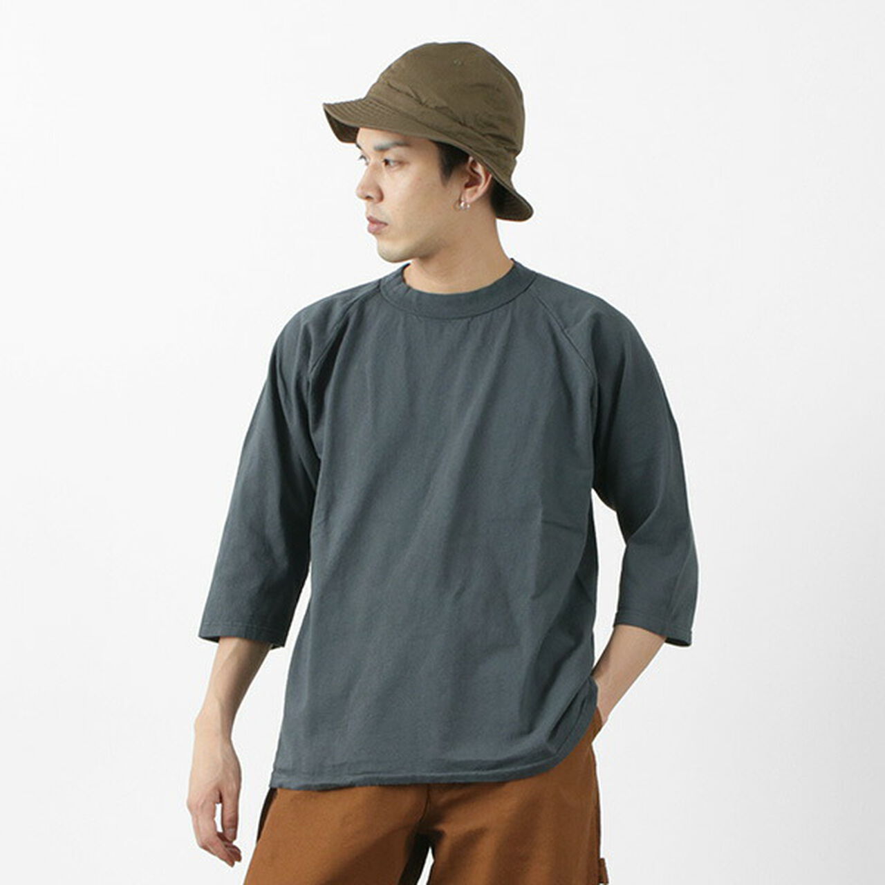 7/10 Sleeve Raglan T-Shirt,Charcoal, large image number 0