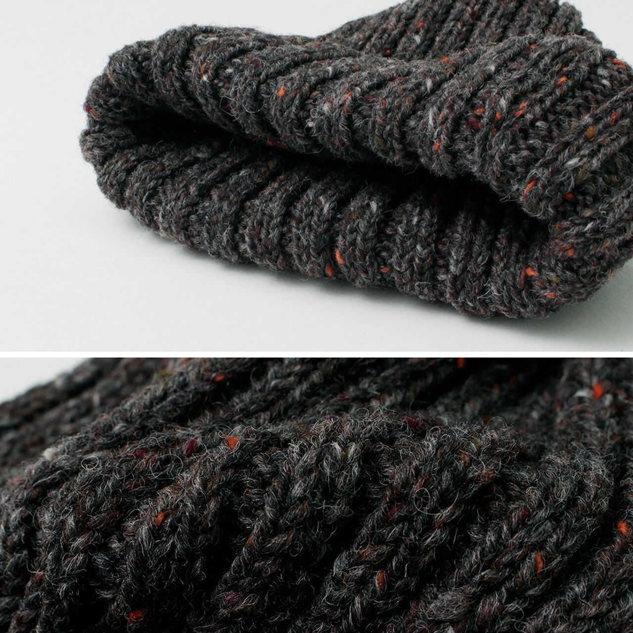 BW nep wool 2×1 bobby cap (double turn-up),, large image number 6