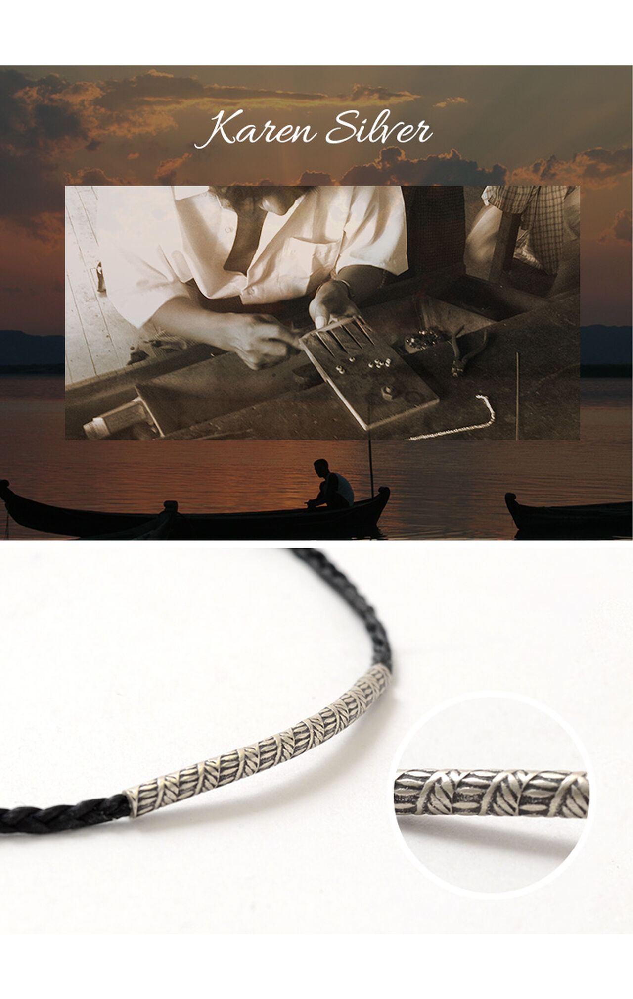 Wax Cord Karen Silver Tube Anklet / Bracelet / Necklace,, large image number 5