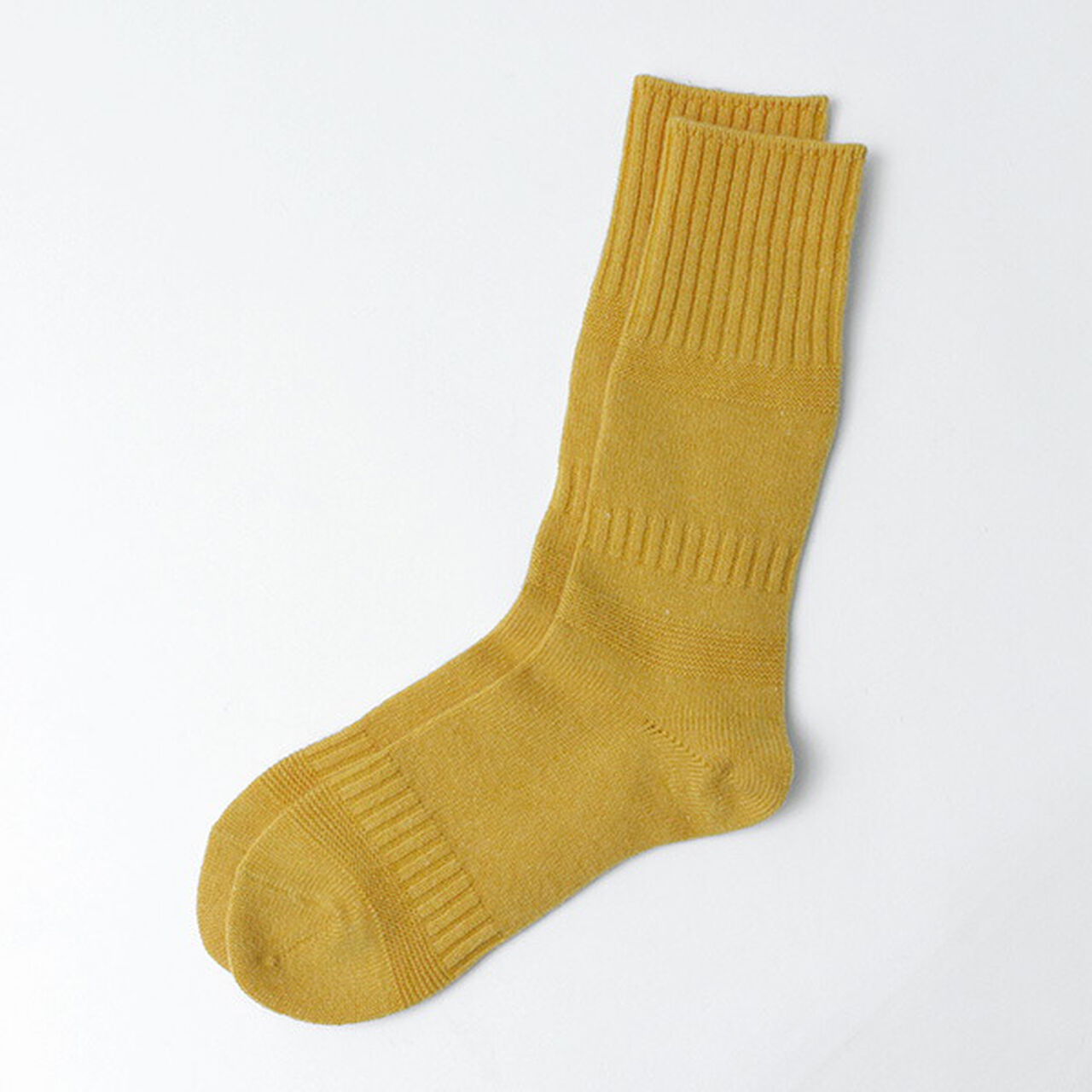 R1378 Gandy pattern crew socks,Yellow, large image number 0