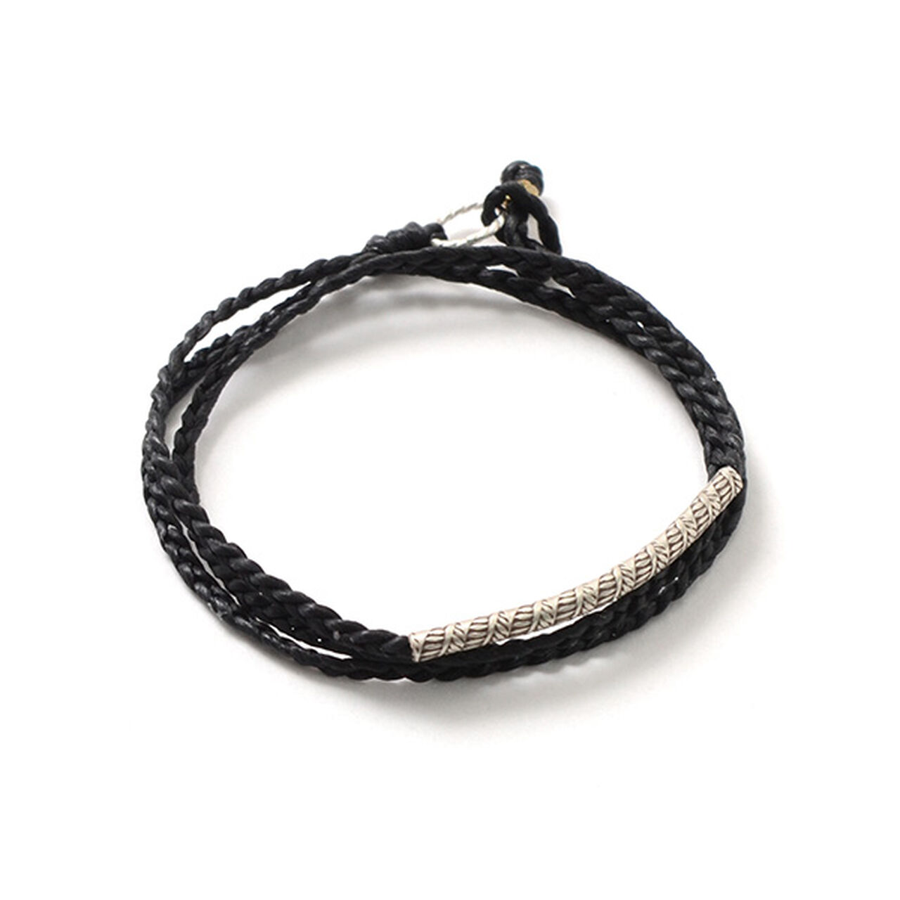 Wax Cord Karen Silver Tube Anklet / Bracelet / Necklace,Black, large image number 0