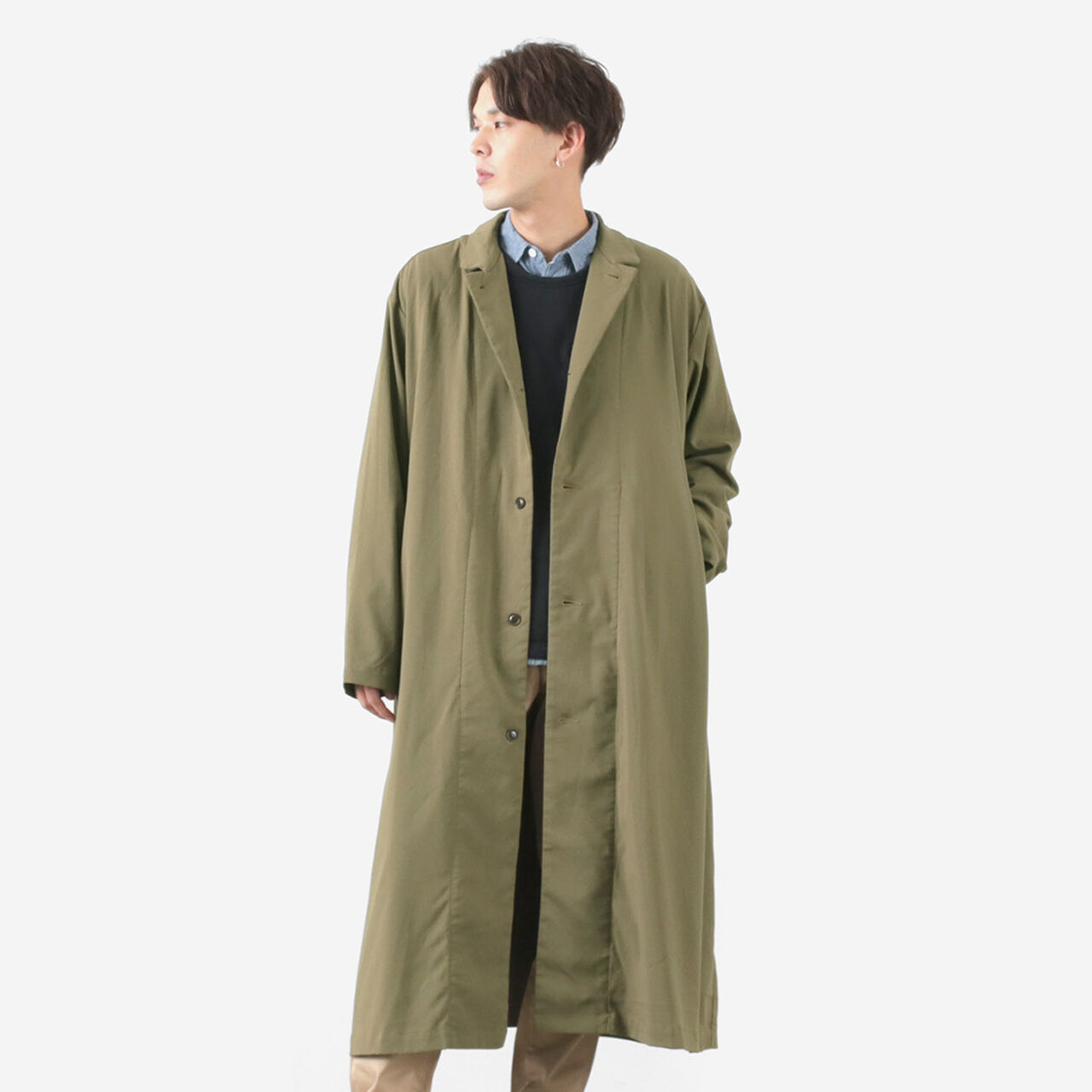 Overcoat Long coat,Olive, large image number 0
