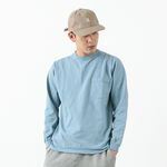 Crew Neck Pocket T-Shirt Long Sleeves,Blue, swatch