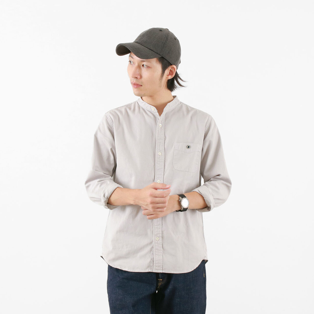 Special Order Ox Band Collar Shirt,Grey, large image number 0