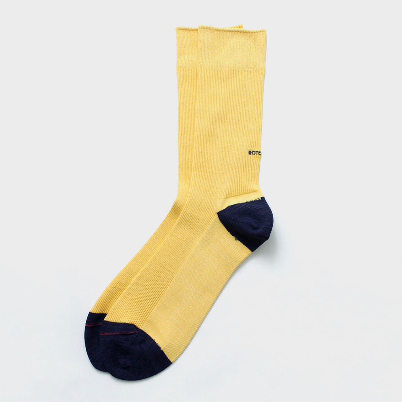 Organic Cotton & Recycled Polyester Ribbed Crew Socks,LightYellow_Navy, large image number 0