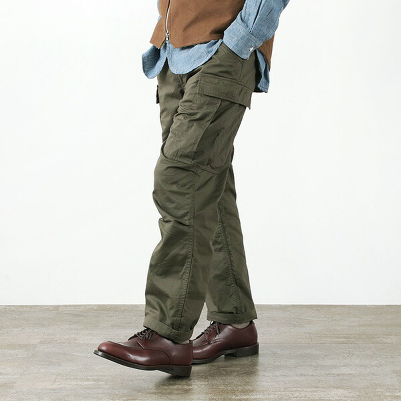 F0503 cargo trousers,Olive, large image number 0