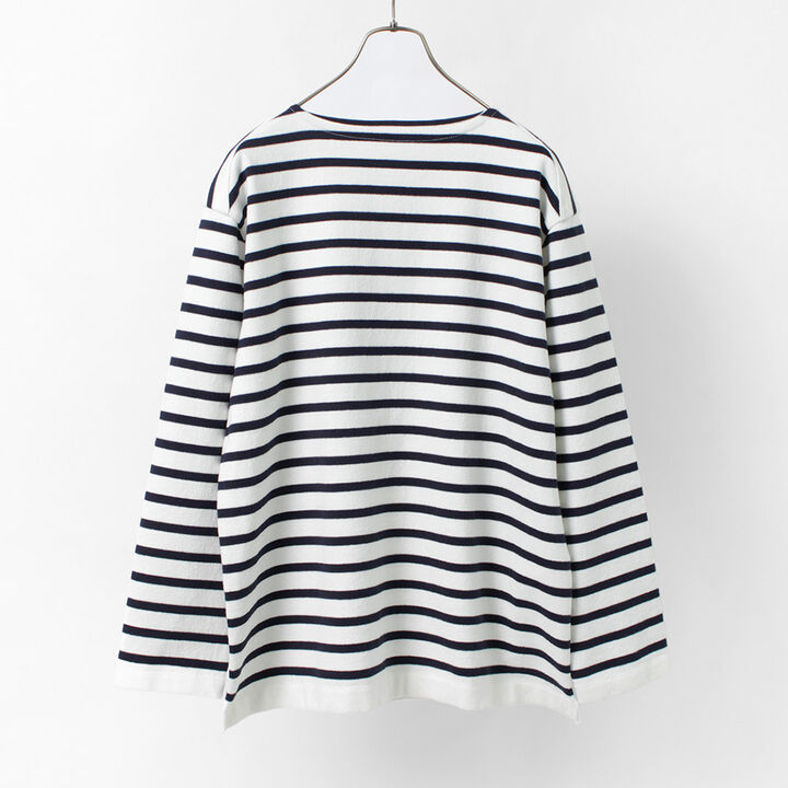 Wave Cotton Basque Knit Boat Neck Pullover