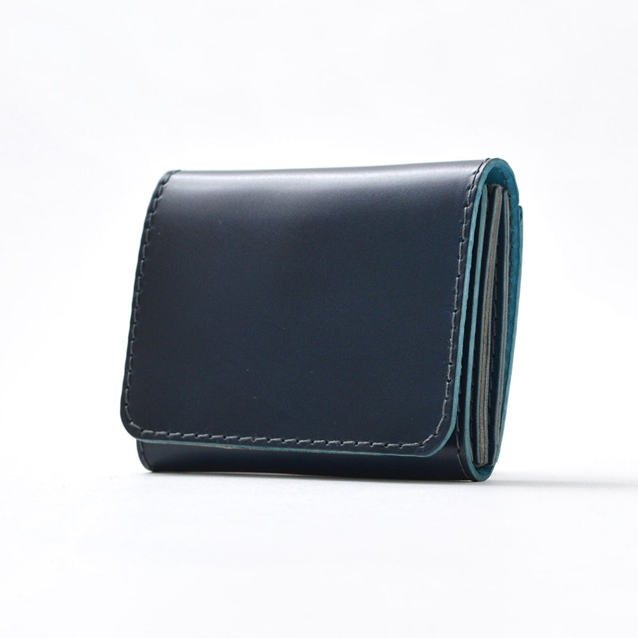 Cordovan compact wallet,Navy, large image number 0