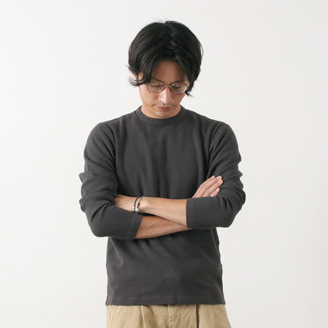 Heavy Spun Milled Fabric Long Sleeve T-Shirt,Black, large image number 0