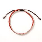 Two strands waxed cord anklet (white heart/silver),Red, swatch