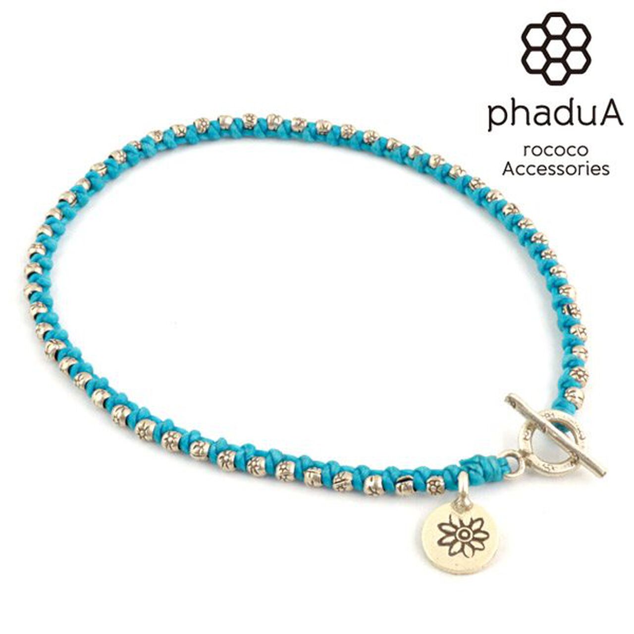 Wax cord silver series anklet,Turquoise, large image number 0