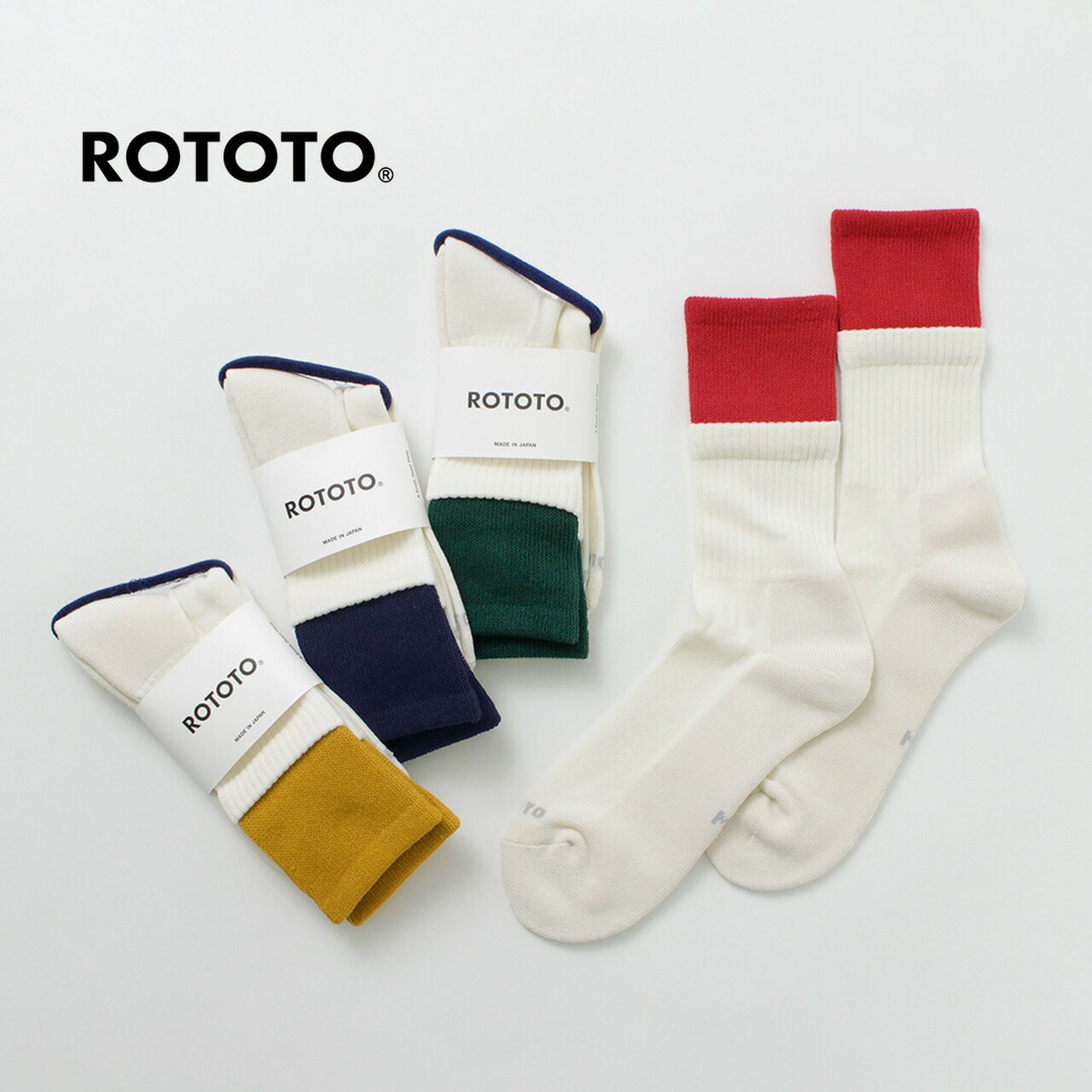 R1421 Organic cotton double layer crew socks,, large image number 1