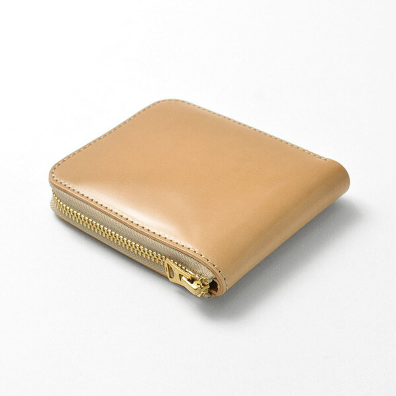 Special ordered color cordovan round zipper wallet,Beige_Gold, large image number 0