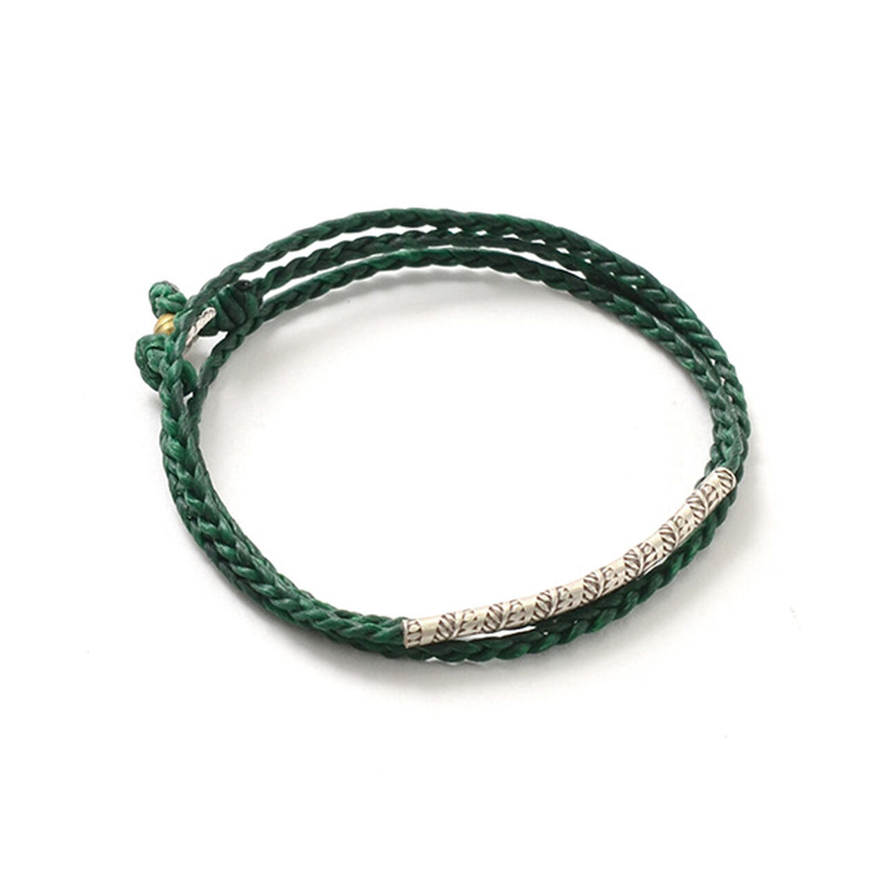 Wax Cord Karen Silver Tube Anklet / Bracelet / Necklace,Green, large image number 0