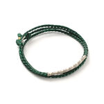 Wax Cord Karen Silver Tube Anklet / Bracelet / Necklace,Green, swatch