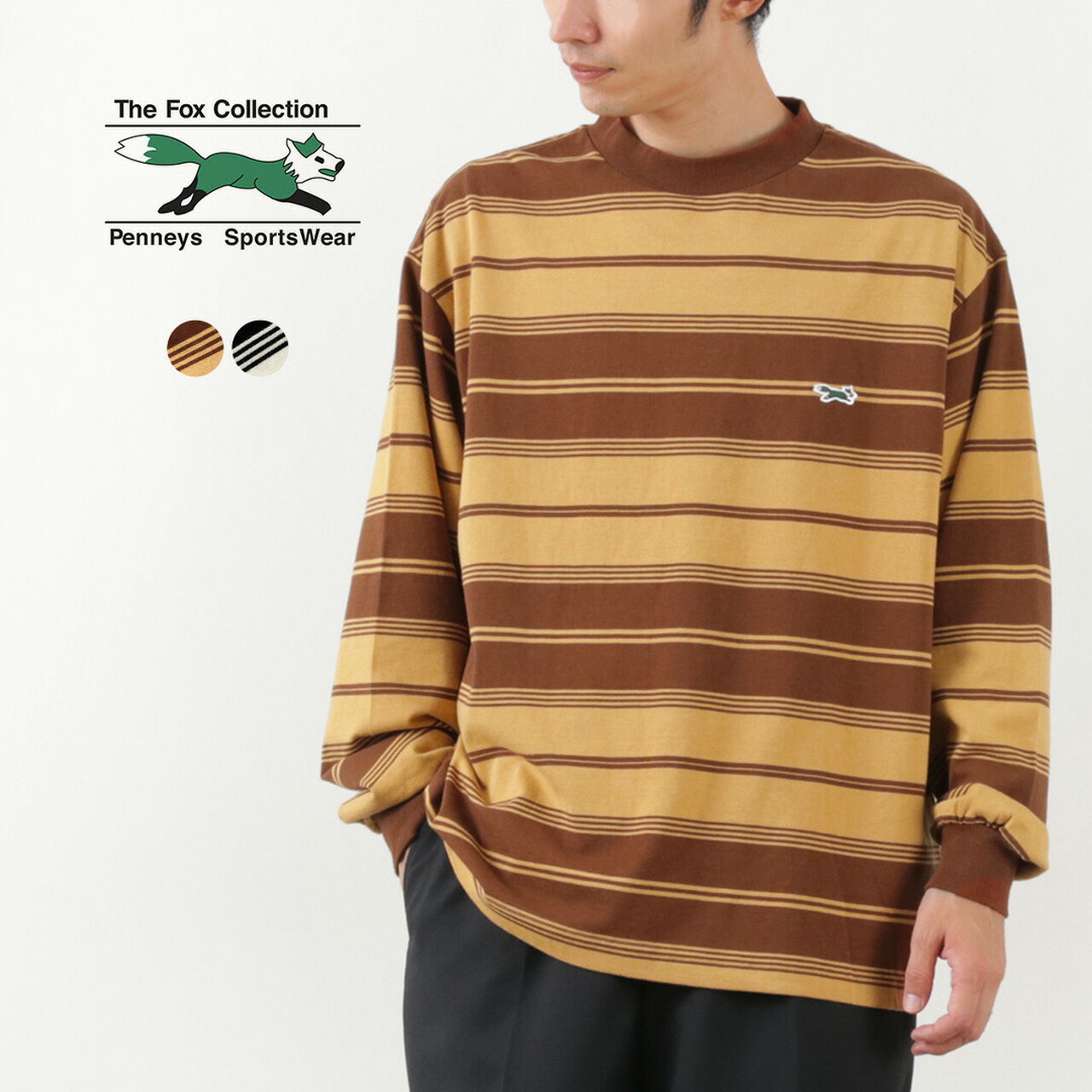 Fox Striped Crew Neck Long Sleeve T-Shirt,, large image number 1
