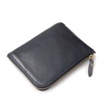 Leather Round Slim Short Wallet,Navy, swatch