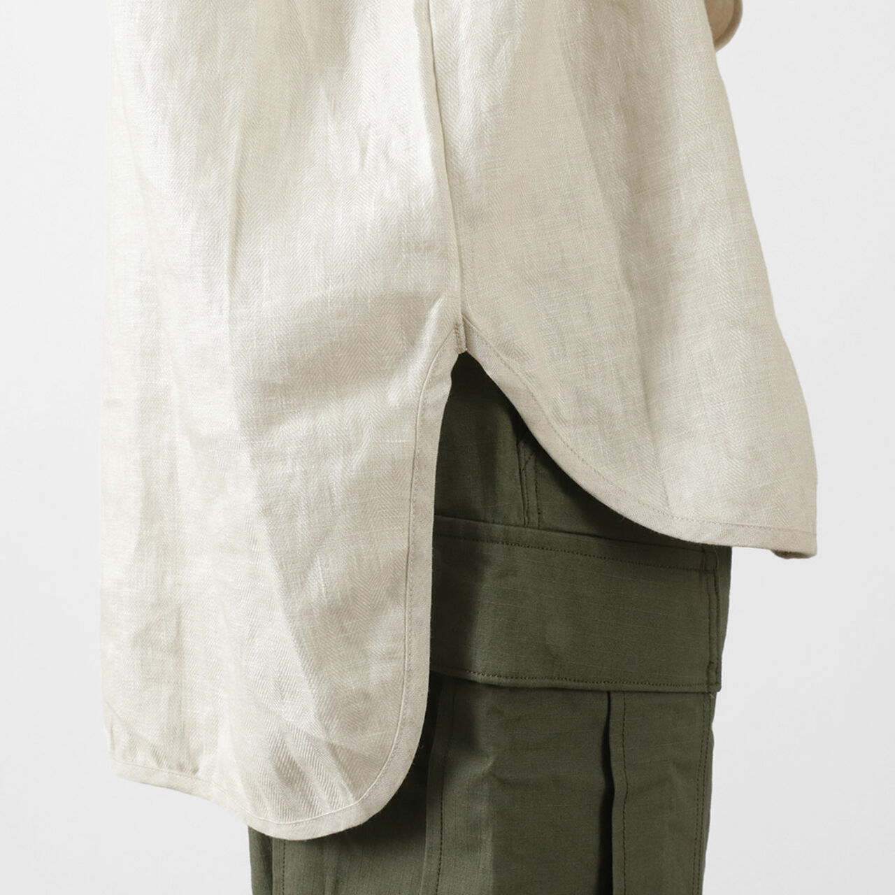 Linen cloth Henley Neck T-Shirt,, large image number 9