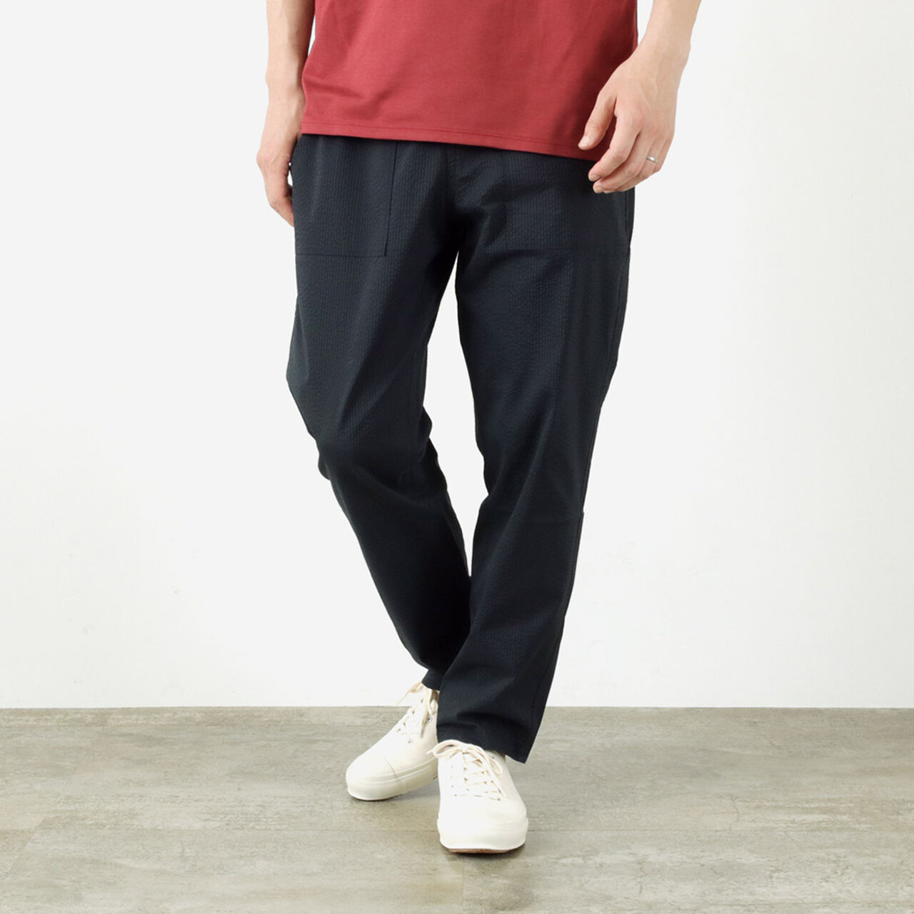 Colour coded COOLMAX seersucker ankle trousers,BlackStripe, large image number 0