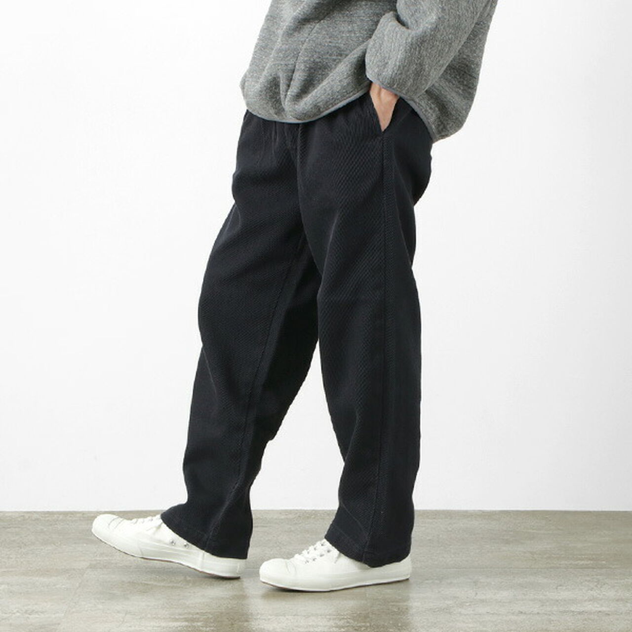 2-Tuck Calze Pants,Navy, large image number 0